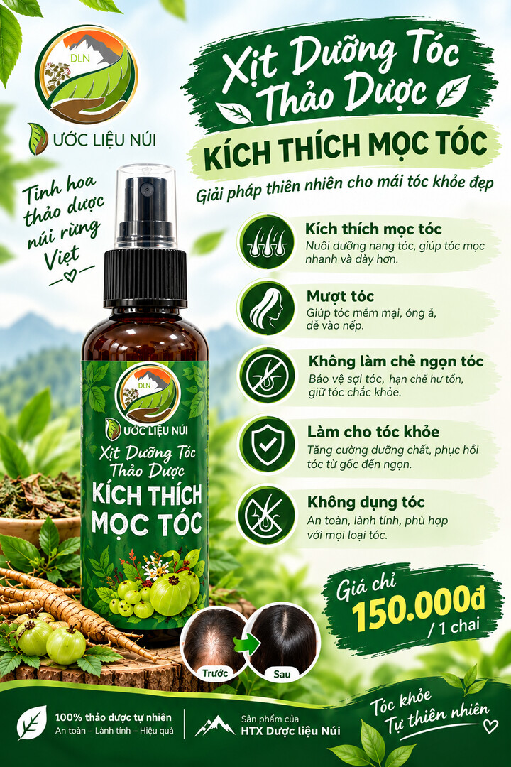 Xịt dưỡng tóc thảo dược – Kích thích mọc tóc